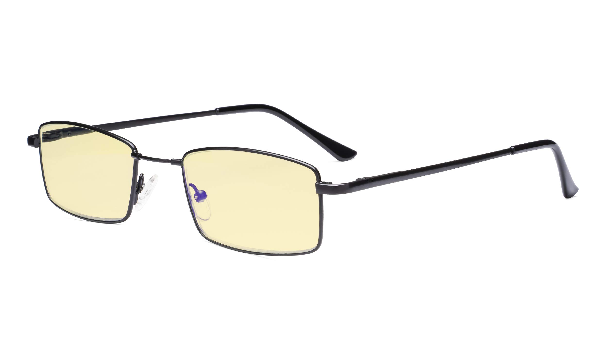 Eyekepper Blue Light Blocking Glasses with Yellow Filter Lens - Memory Titanium Bridge Computer Eyeglasses Women Men - Black