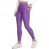 CRZ YOGA Fleece Lined Leggings Pockets 25'' - Thermal High Waisted Casual Lounge Workout Womens Yoga Pants Winter Warm