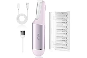 WLU Dermaplane Razor for Women Face with 10 Replaceable Blades, Dermaplaning Tool for Face to Remove Facial Hair & Peach Fuzz, Sonic Dermaplaning Tool for Women, Dermaplane Razor(Purple)