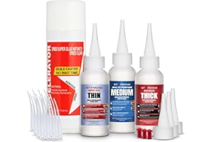 STARBOND CA Glue with Activator Kit – Thin, Medium & Thick 2 oz Bottles with 6 oz Accelerator – Premium Cyanoacrylate Super Glue Bundle for Woodworking, Woodturning, Hobby Models Crafts & 3D Printing