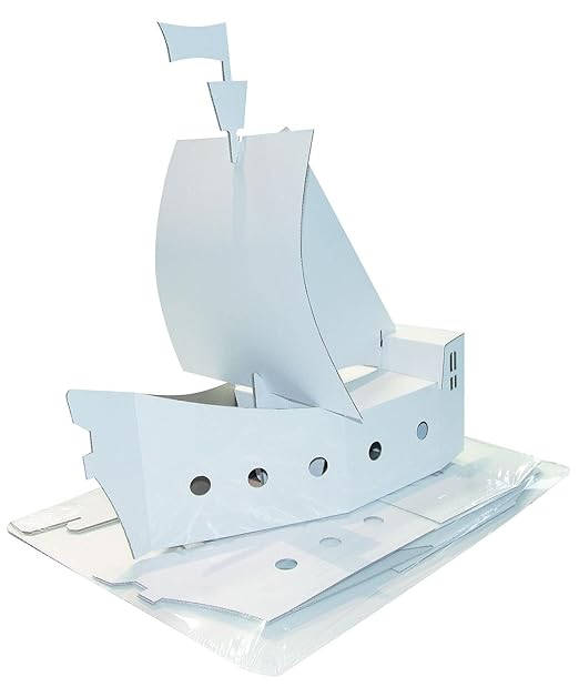 Kreul 39101 Joypac Bastelkarton Piratenschiff Ca 48 X 18 X 50 Cm Weiß Zum Selber Gestalten