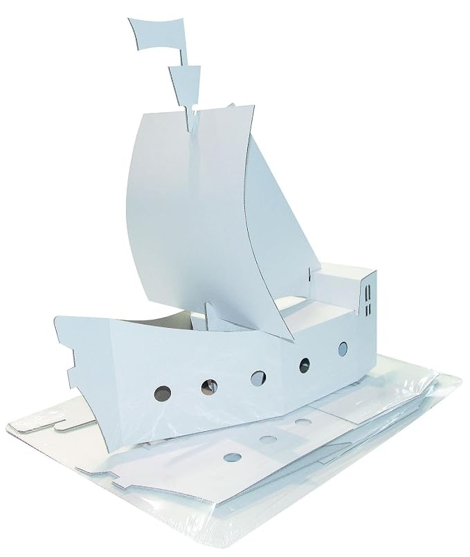 Kreul 39101 Joypac Bastelkarton Piratenschiff Ca 48 X 18 X 50 Cm Weiß Zum Selber Gestalten