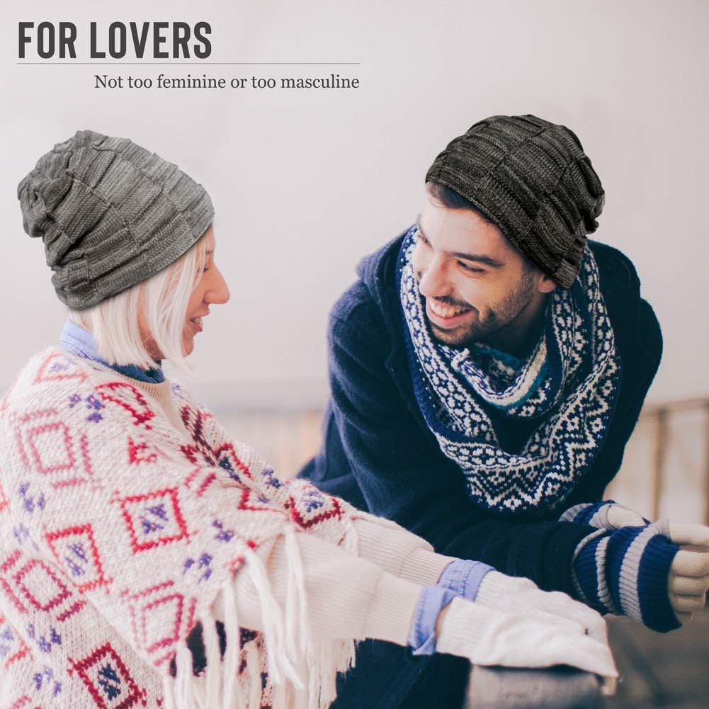 Vgogfly Slouchy Beanie for Men Winter Hats for Guys Cool Beanies Mens Lined Knit Warm Thick Skully Stocking Binie Hat at  Men’s Clothing store