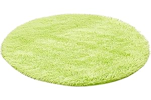 Kekon Ultra Soft Indoor Modern Round Area Rugs Fluffy Non-Slip Floor Carpets Silky Mat for Living Room Bedroom Kids and Baby Room Nursery and Pet (Green-2, 1ft)