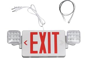 TANLUX Red Corded Exit Sign with Emergency Lights, 1.0 Meter Plug in Exit Sign with Battery Backup Lights for Business, Commerical Emergency Lighting Combo, UL Listed, AC 120/277V, Double Face