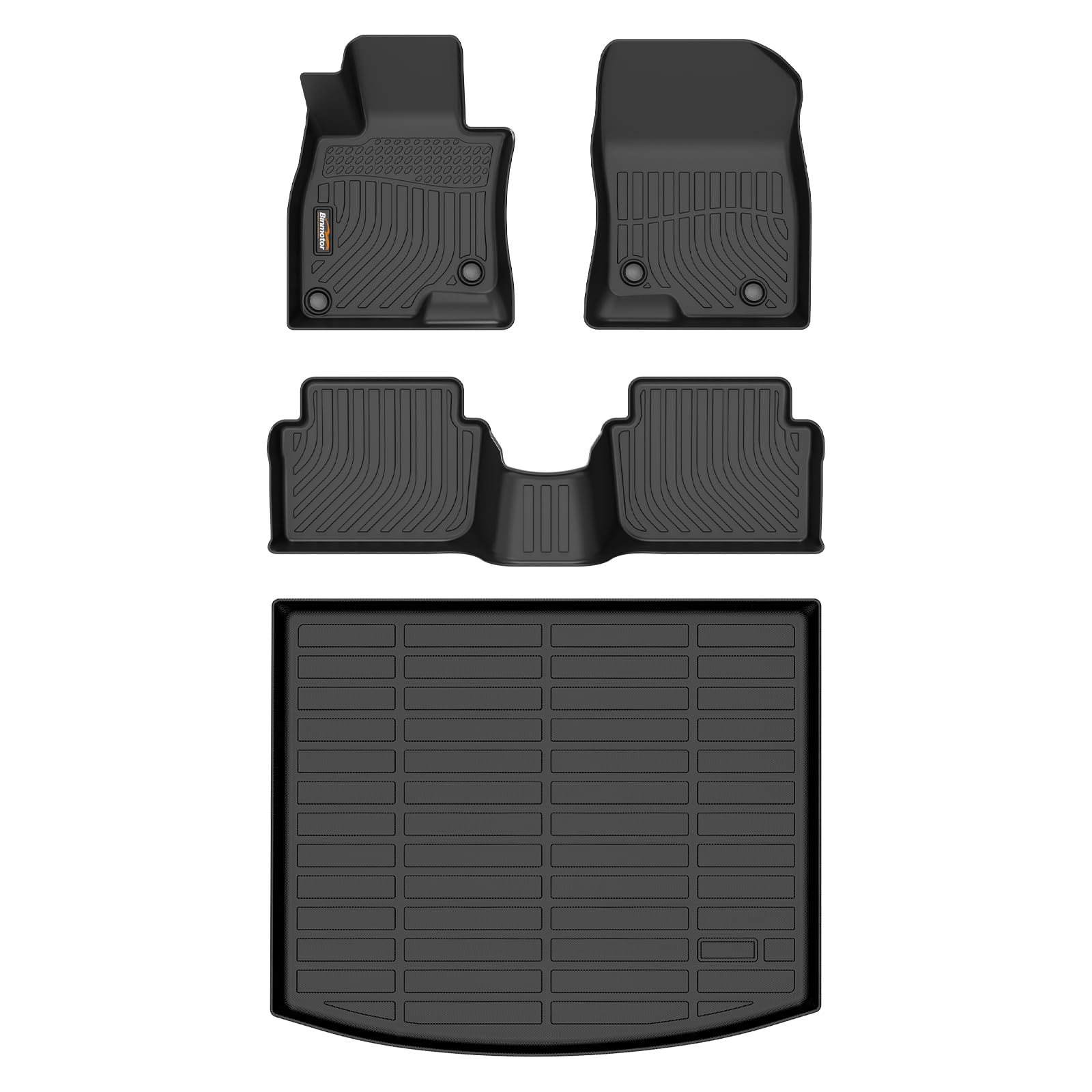 Binmotor-Floor Mats & Cargo Liner for Mazda 3 Hatchback 2014-2018 (Not for Sedan), Front & 2nd Row with Cargo Mat, Heavy Duty Car Floor Mat Floor Liners All Weather Car Mats for Mazda 3 Accessories Image