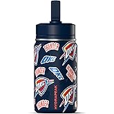 Hydrapeak x NBA Officially Licensed Oklahoma City Thunder 14oz Mini Kids Water Bottle with Straw Lid and Handle Reusable Stainless Steel Double Wall Insulated Spill Proof Sports Gift for Boys Girls