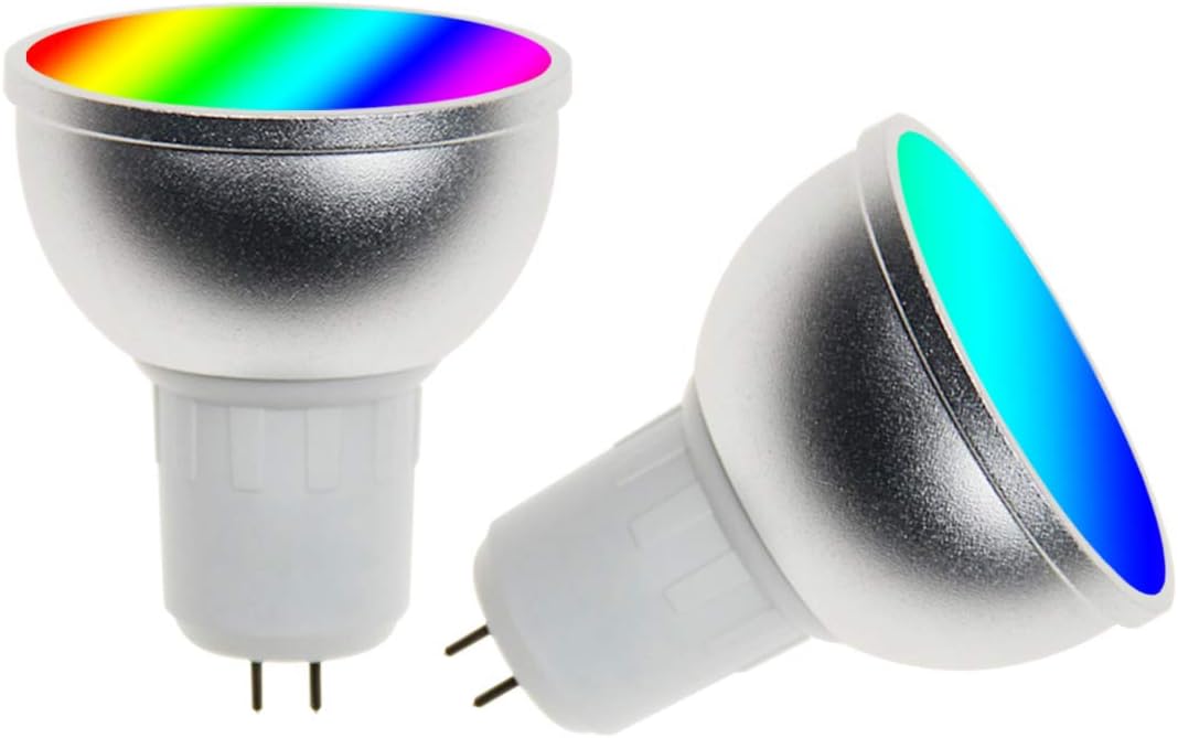 FRANKEVER MR16 GU5.3 Bi-pin Base AC/DC 12V,Smart LED Light Bulbs,WiFi Spotlight,RGBCW Dimmable Color Changing,Sync with Music,Compatible with Alexa, Google Home, IFTTT,No Hub Required (5W, 2 Pack)