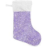 XDKDZIS Christmas Stockings Large Size Plush Xmas Hanging Stocking for Holiday Tree Fireplace Decor with Purple Glitter Pattern