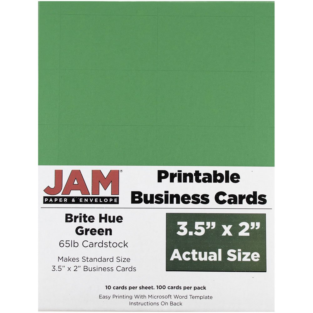 3 Cards - x 2 Green PAPER 100/Pack Printable JAM - Brite 1/2 Hue Business -