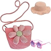 kkdom little Girls Straw Crossbody Purse -Summer Beach Shoulder Bag，Cute Straw Bag