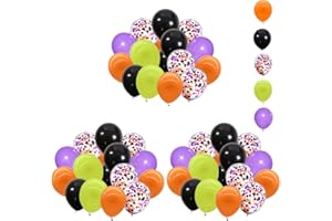 DUILE 60pcs 12inch Halloween Balloons Halloween Decorations latex Balloons Inflatable Toys Globos Halloween Party Supplies (black orange green)