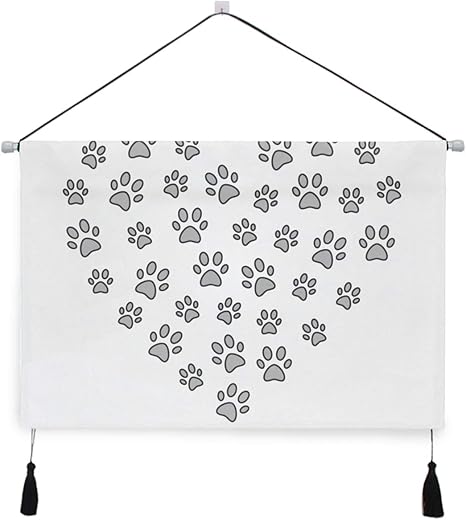 Amazon 掛け軸 絵 ハート 足跡 猫 装飾 飾り 雰囲気 背景 部屋飾り キャンパス絵 新居祝い 壁吊り インテリア 結婚 新居祝い 棒付き 手入れ簡単ｍskyoo 置物 オブジェ オンライン通販