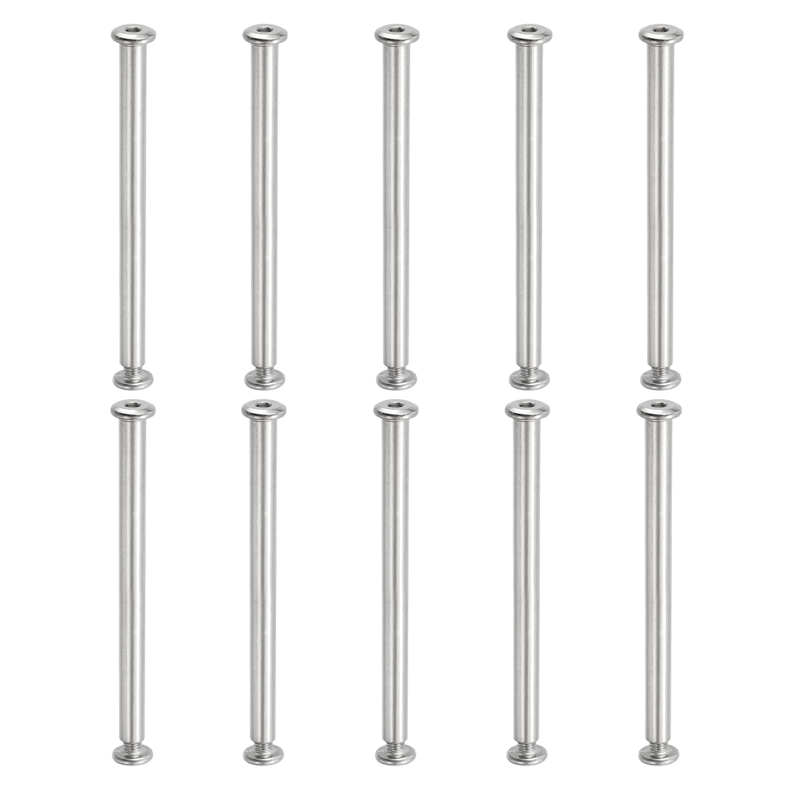 PATIKIL Hex Chicago Screws, 10 Set Binding Screw Posts M6 x 100 mm Connecting Hex Drive Socket Cap Bolt Nuts for Scrapbook Leather Belt Album Photo Furniture Repair, Silver
