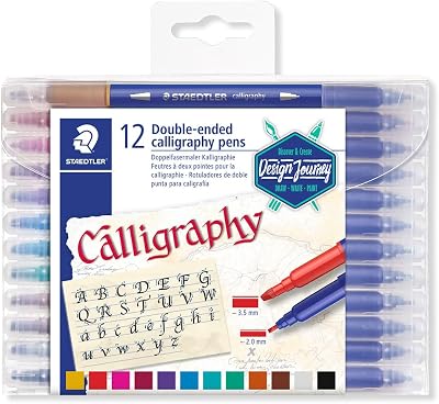 Staedtler 3005 TB12 Double-Ended Calligraphy Pen Assorted Colours 12 Pack