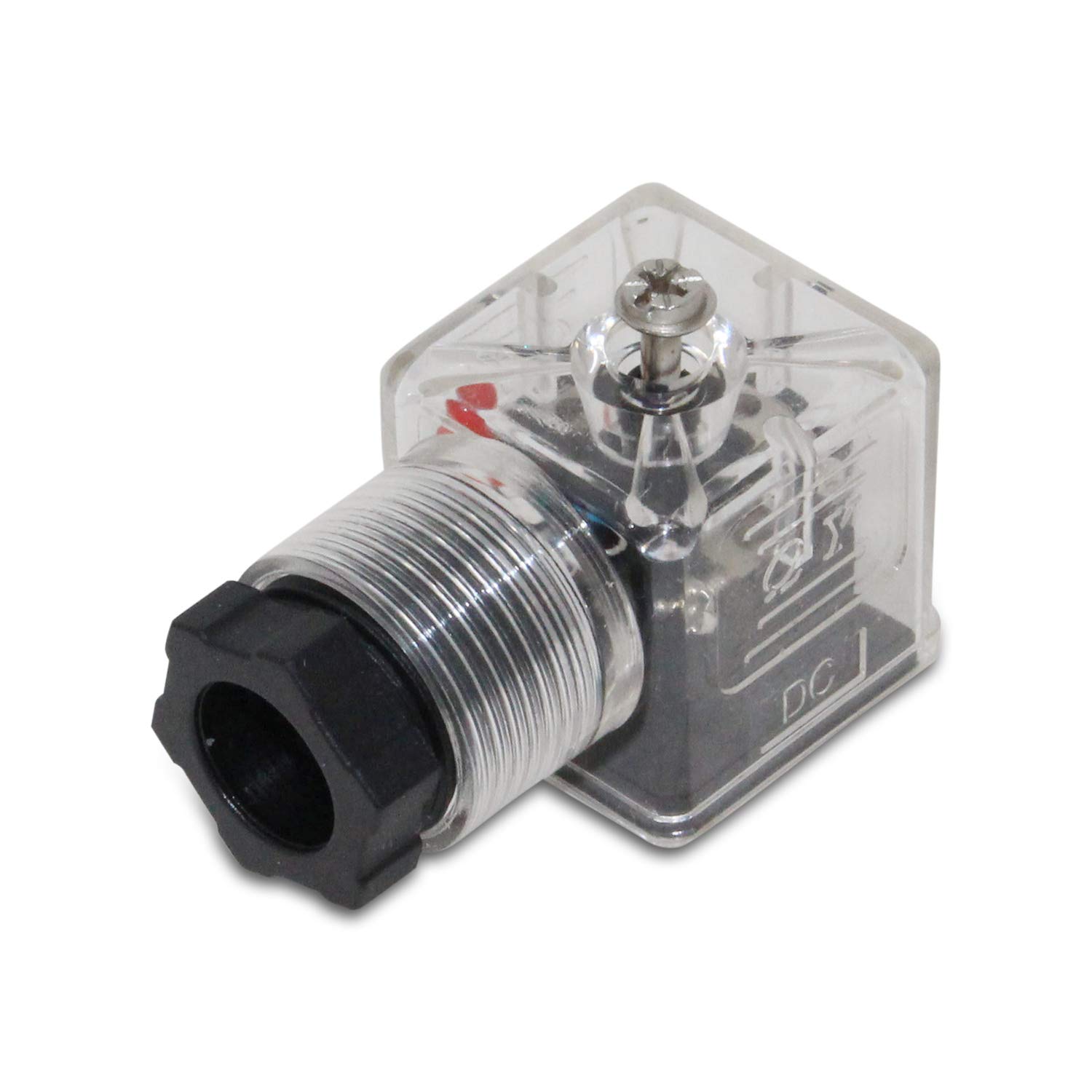 Photo 1 of DIN 43650 Type A 3 Prong Solenoid Connector Plug w/LED Light, Compatible w/ 12V & 24V