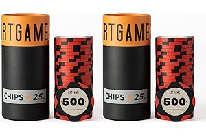 ARTGAME 14 Grams Clay Poker Chips, Minimalism Chip Easy to Recognize Numbered Chips and Color Blank Chips-Pack of 50 Chips…