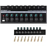 Headphone Amplifier 8 Channel, Stereo Headphone Amp with 9 Pcs 6.35mm to 3.5mm Jack, Metal Portable Studio Headphone Amp Spli