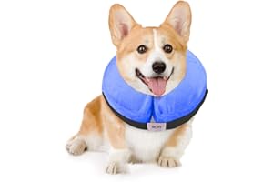 MCHY Inflatable Dog Cone,Adjustable Recovery Collar for Dogs After Surgery,Prevent from Biting & Scratching,Not Block Vision (M, Blue)
