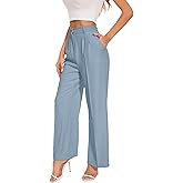 FUNYYZO Wide Leg Pants Women's High Elastic Waisted in The Back Business Work Trousers Long Straight Suit Pants
