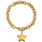 TONLUYAX Gold Star Bracelet for Women Trendy Chunky Star Bracelet Fashion Jewelry