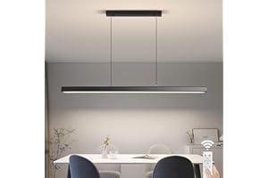 JAYMP Minimalist Linear Pendant Light Dimmable LED Modern Chandelier Dining Room Island Light Restaurant Cafe Bar Office Hanging Lamp Black 57"