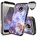TJS for Motorola Moto E4 Case, [Full Coverage Tempered Glass Screen Protector] Dual Layer Hybrid Shockproof Drop Protection Impact Rugged Case Armor Cover Compatible Motorola Moto E4 (Stardust)