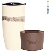 Bosmarlin Ceramic Trave Coffeel Mug with Lid, 21 oz, Portable Coffee Cup for Car Cup Holder, Microwave and Dishwasher Safe, Reactive Glaze
