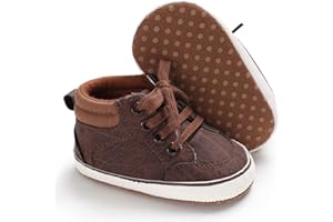 Meckior Toddler Baby Boys Girls High Tops Ankle Sneakers Soft Anti-Slip Sole PU Leather Moccasins Infant Newborn Prewalker First Walking Crib Shoes