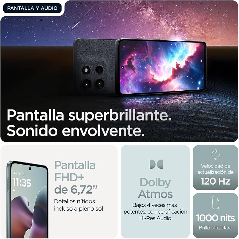 Moto g56 5G 24GB (8GB+16GB RAM Boost)/256GB Cinzento, Durabilidade Militar, IP68/69, Corning Gorilla® Glass 7i, Ecrã Full HD+ de 6,72", Câmara de 50 MP com Moto ai, Bateria de 5200 mAh, Carga TurboPower de 30W