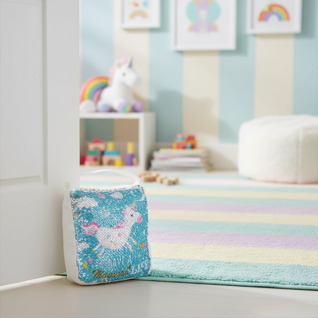 Magical Unicorn Sequin Fabric Decorative Doorstop | Kids Room Door Stop | Fairy Woodland Nursery Doorstopper