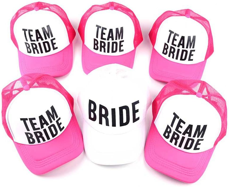 Amazon Com 6 Pack Team Bride Mesh Hat Bachelorette Party Bridal