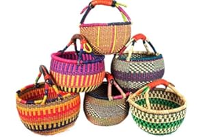 HEAVENLY HANDS CRAFT 9" -11" Across Children's Small Bolga African Bolga Ghana Basket Fair Trade toys Easter Eggs basket (COLORS VARY) 1 EA