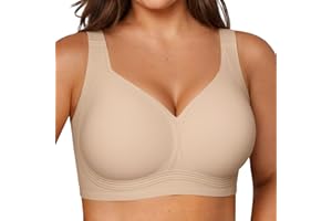 Vertvie Jelly Bras for Women Plus Size Minimizer Soft Wireless Push Up Bra Full Supportive Older Lift Back Coverage Bralette