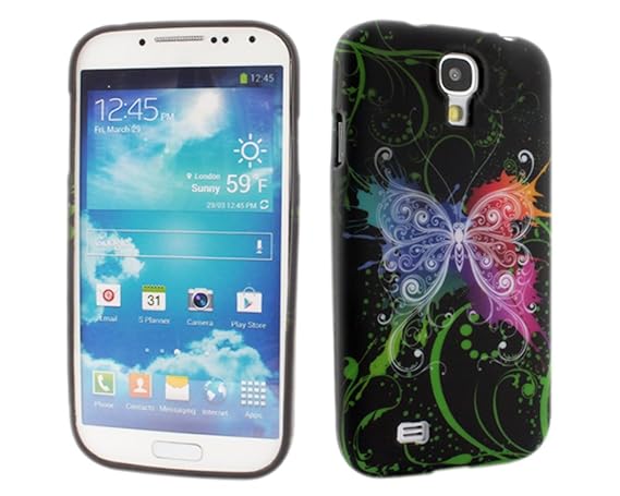 BONAMART ® Schwarz Blume Schmetterling Mode Muster TPU Silikon Gel Schutz Hülle Etui Schutzhülle Tasche Skin Case Cover Für S