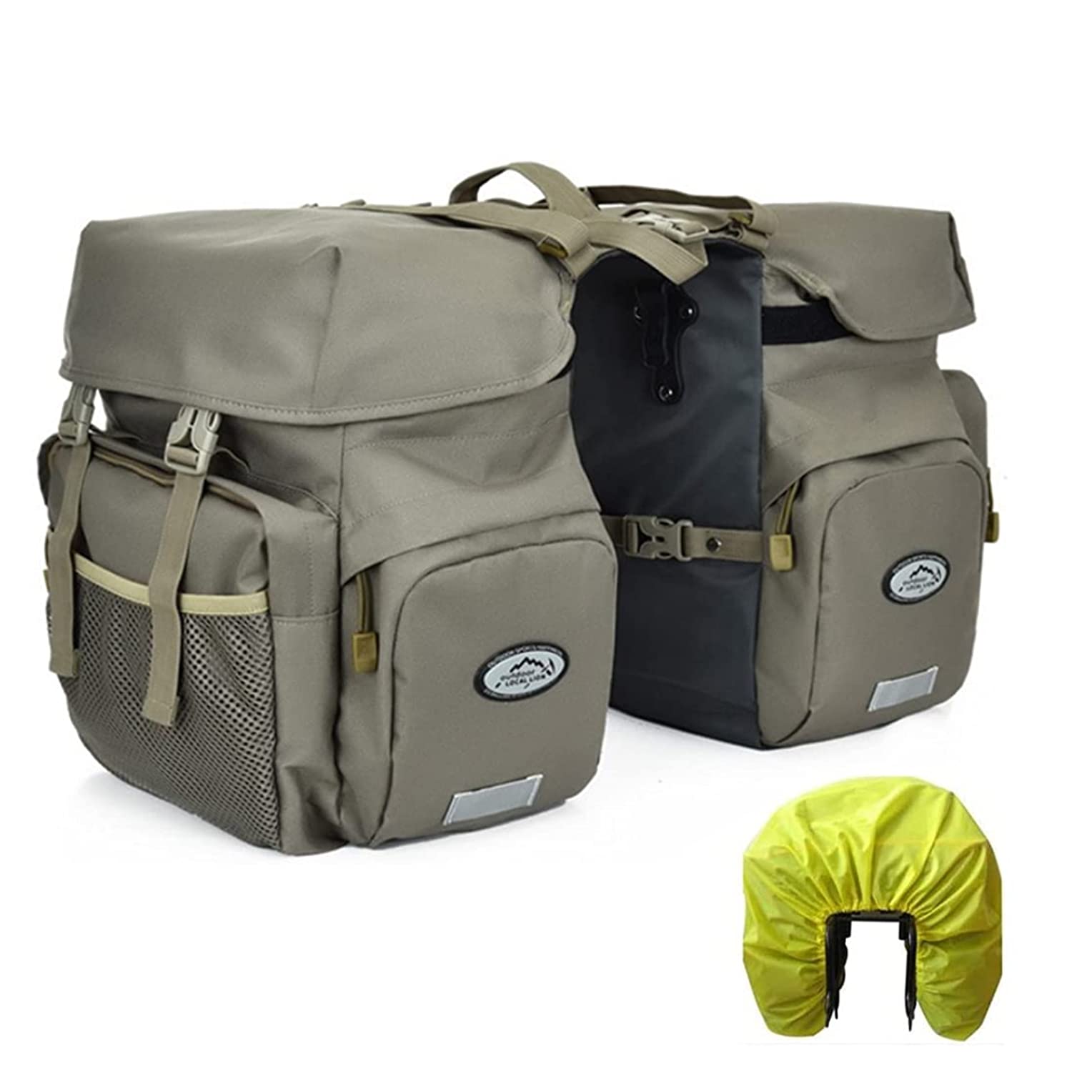 ZTZ 50L Panniers Bike Bags, Waterproof Panniers Made of High-Density 600D Polyester for Durable Use, Bike Saddle Bag Come with Reflective Trim and Rain Cover (Grey) — image 1