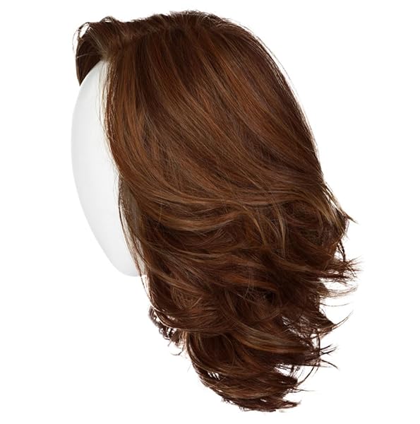 RAQUEL WELCH FLIP THE SCRIPT MID-LENGTH LAYERED WIG WITH LACE FRONT AND MEMORY CAP LLL, AVERAGE CAP SIZE, RL5/27 GINGER BROWN