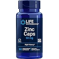 Life Extension Zinc Caps 50 Mg (High Potency) 90 Vegetarian Capsules
