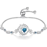 FANCIME Tree of life Birthstone Bracelet for Women Sterling Silver Tree Jewelry Birthstone Charm Bracelet Gemstone Anniversary Birthday Mothers Day Gifts for Wife Mom Her