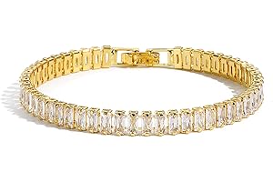 IVY TAILI Tennis Bracelets for Women Trendy 14K White Gold Plated Birthstone Tennis Bracelet Sparkly Cubic Zirconia Bracelet Diamond Bracelet Mothers Day Gifts Birthstone Jewelry for Women