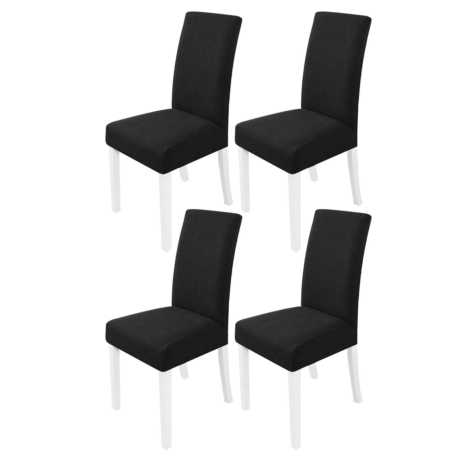 PETCUTE Chair covers stretch dining chair covers spandex chair slipcovers Black Set of 4