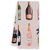 Funny Wine Kitchen Towels Pink Champagne Dish Tea Towels for Kitchen, Absorbent Reusable Towel Home Decor Hand Towel, Thanksgiving Gift for Wine Lovers Decor for Bar Home 16 x 24 Inch - B20