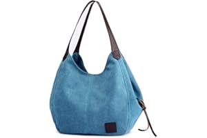 DOURR Women's Multi-pocket Shoulder Bag Fashion Cotton Canvas Handbag Tote Purse