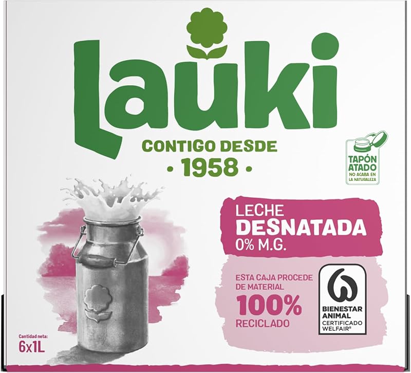 Lauki leite desnatado brik 1L – Caixa de 6 litros — foto 2 de 7