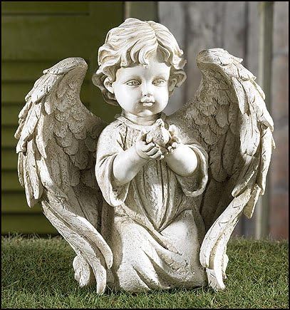 Angel Holding Dove Garden Figurine