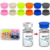 12 Pack 30ml Vials Protective Vial Caps for BAC Water &ndash; 6 Assorted Colors, Leak-Proof Dust-Resistant Lids for Flip Off Caps 30ml Glass Vials for Injection, Easy to Clean and Reusable