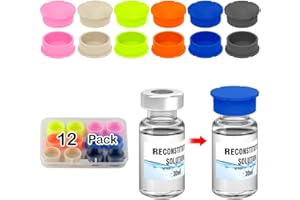 WJCJTJL 12 Pack 30ml Vials Protective Vial Caps for BAC Water – 6 Assorted Colors, Leak-Proof Dust-Resistant Lids for Flip Off Caps 30ml Glass Vials for Injection, Easy to Clean and Reusable