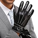 Harrm Best Luxury Winter Touchscreen Gloves Italian Nappa Leather Gloves men's Texting Driving (Cashmere Lining)