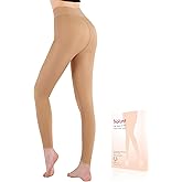 NOLUNT Skin Tone Fleece Lined Tights Women,Fake Translucent Warm Footless Leggings Fleece Lined Thermal Tights for Women in Winter.(Suntan-MM)