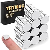 TRYMAG Small 10x3mm 50Pcs Rare Earth Magnets, 50Pcs Tiny Round Fridge Magnets for Whiteboard, Refrigerator, DIY, Kitchen, Off